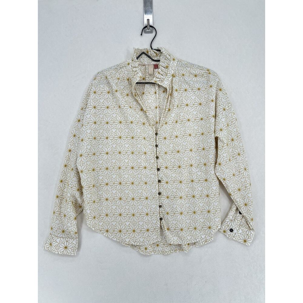 Pilcro Anthropologie Embroidered Button Front Shirt Womens Small Boho Top